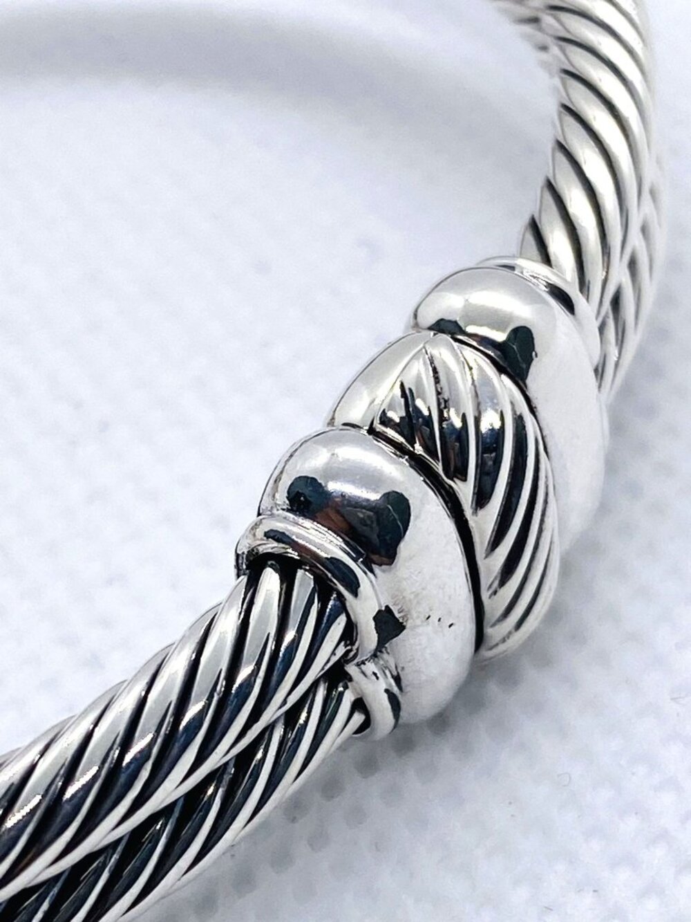 David Yurman Black Onyx Diamond Albion Bangle Double Cable Bracelet - Picture 7 of 14